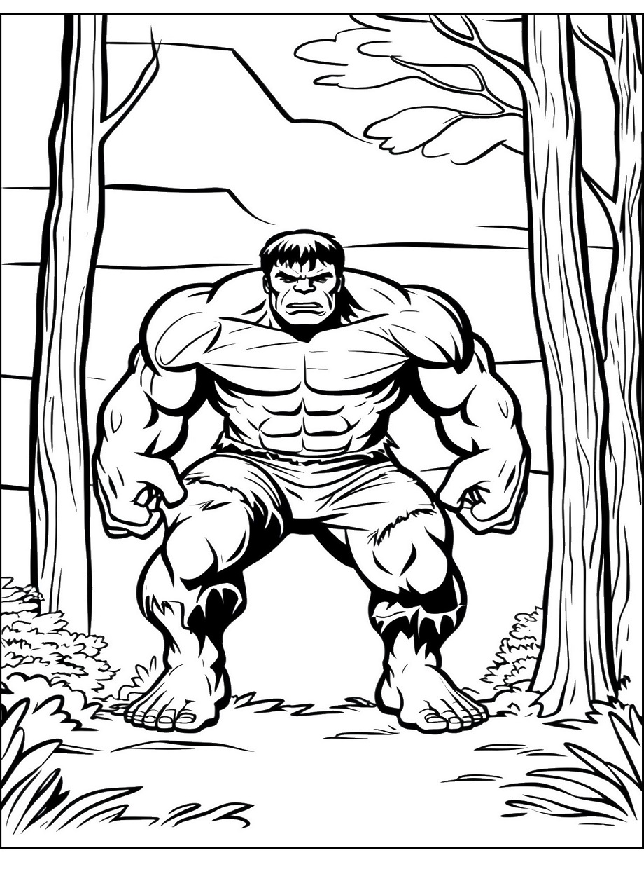 ausmalbild hulk im wald zum ausdrucken