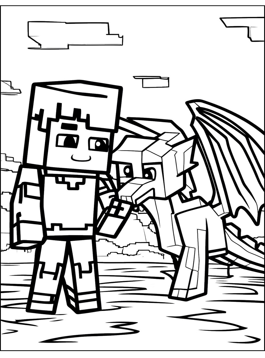 Ausmalbild Minecraft Enderdrache