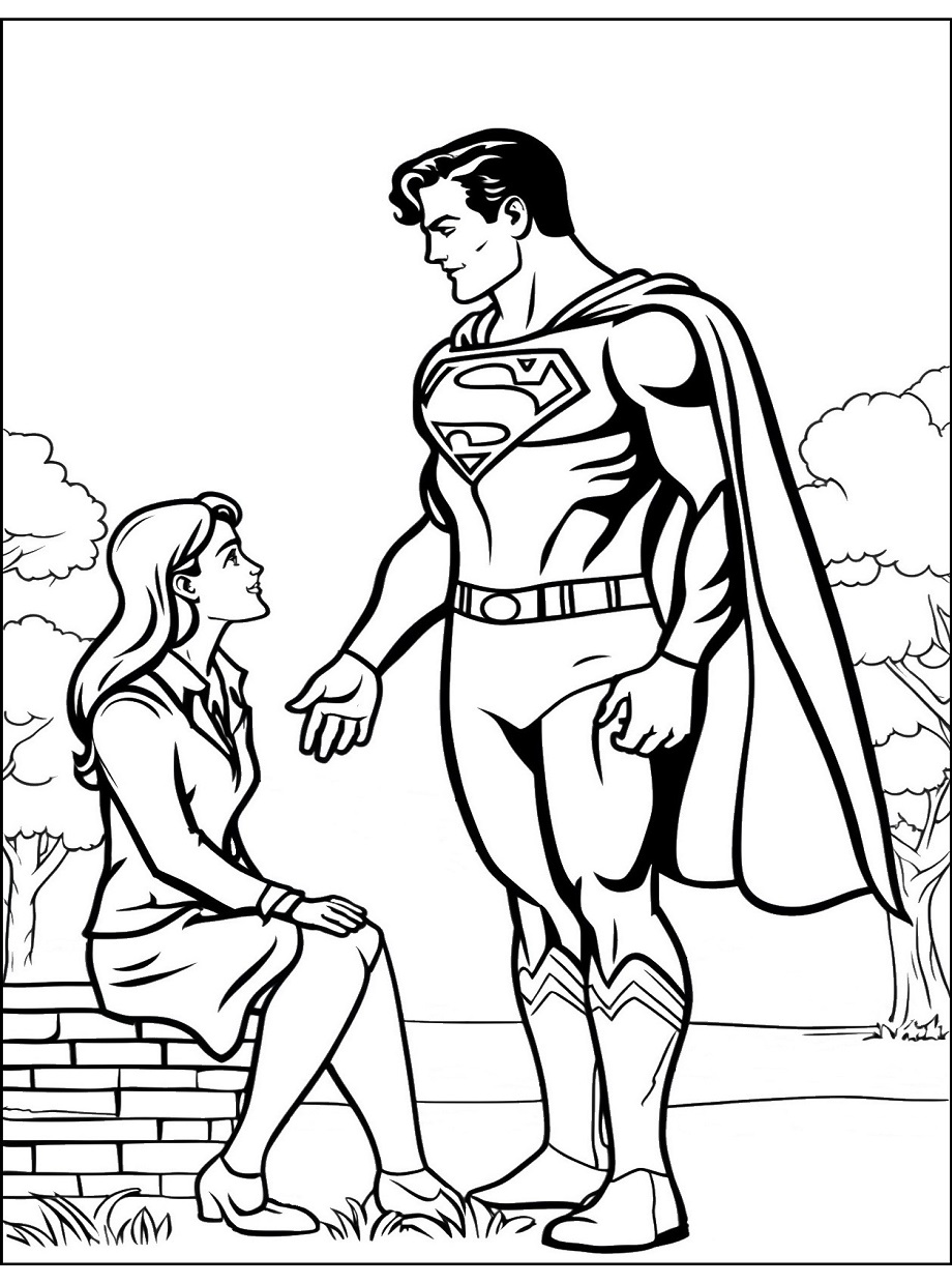 Ausmalbild Superman rettet das Mädchen -kostenlos