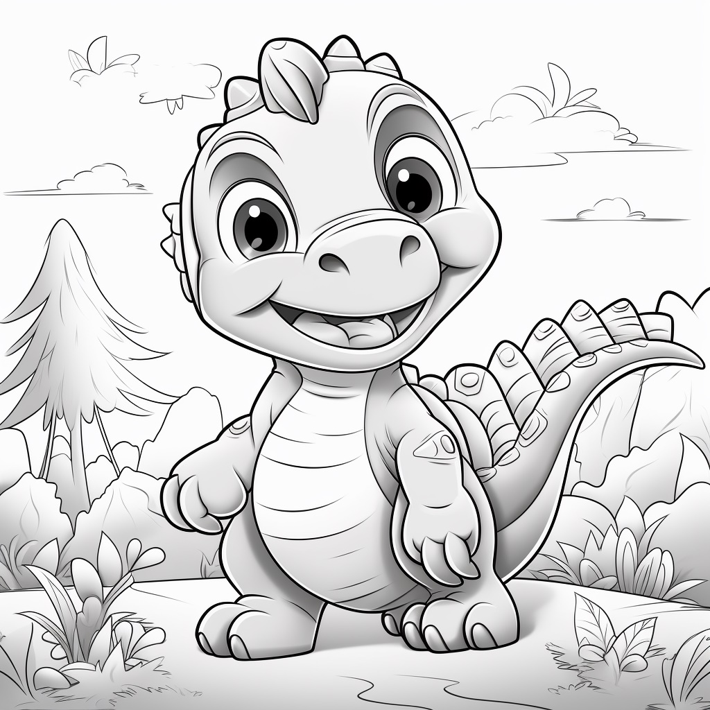 Lächelnder Dinosaurier Ausmalbild zum Ausdrucken und Herunterladen