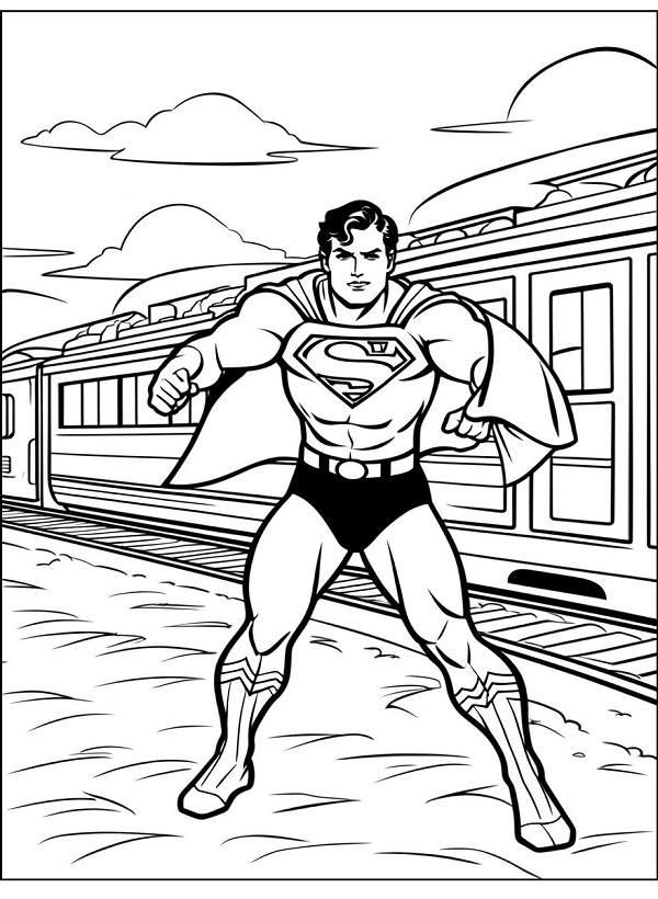 Malvorlage Superman auf Bahnhof